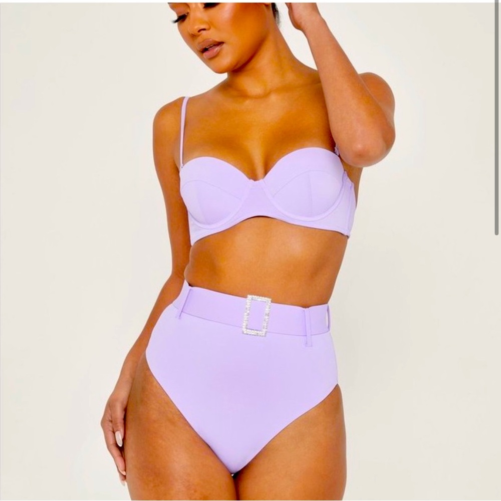 Meshki swim Hadley high waisted swimsuit with diamonte belt. Set two pieces.